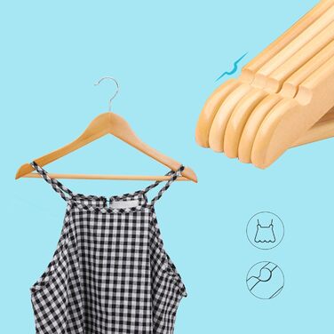 SONGMICS Children's Clothes Hangers, 20 Pack, Wood, Natural, 35 cm, 18