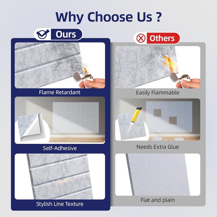 Акустичні панелі Vieshful самоклеючі 30x30x1 см, шумопоглищаючі панелі з фетру для стін, звукоізоляція для студії, дому та офісу (10 шт, сірі)