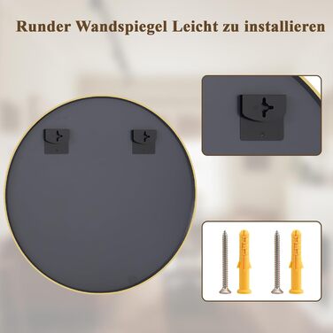 BEAUTYPEAK Дзеркало кругле 60 см з декоративним алюмінієвим каркасом, безпечне для ванної кімнати, для спальні, вітальні (106x106 см, золото)