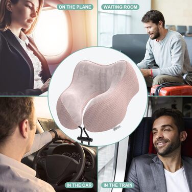 Подушка для шиї у вигляді хом'ятка, для подорожей, авто, офісу та дому (Рожева)