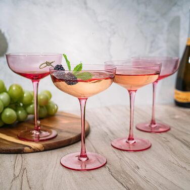 Набір келихів для шампанського та коктейлів Martini 200 мл (4 шт) рожевого кольору - ідеальний подарунок на День Святого Валентина