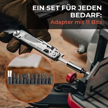 Багатофункціональний інструмент Solid Black 16-в-1 - ніж для виживання, туристичний інструмент з бітами - подарунок для чоловіків