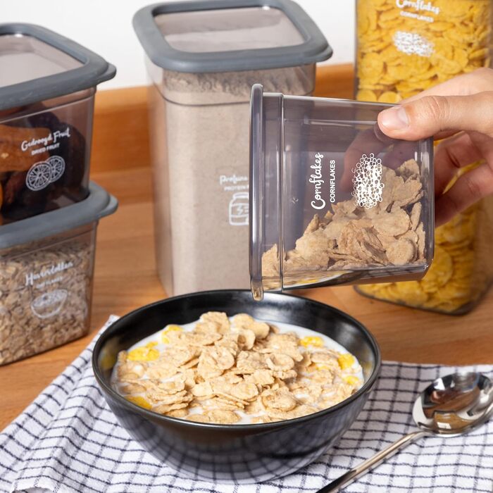 Airtight Food Storage Containers with Lids, Set of 24 Storage Containers, Kitchen Organizer Boxes, BPA Free, Kitchen Storage & Organization for Cornflakes, Flour, Cereal