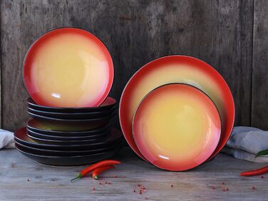 Набір посуду CreaTable HOT GREEN, 16 предметів, серія Kombiservice, кераміка, для посудомийної машини та мікрохвильової печі