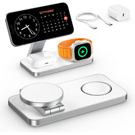 Зарядна станція Inductive QTlier 3-в-1 для iPhone 15/14/13/12, Apple Watch та AirPods, 30W Wireless Charging