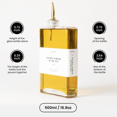 Molimoli Olive Oil Dispenser for Kitchen, Oil and Vinegar Dispenser Set, Glass Olive Oil Dispenser Bottle, Soy Sauce Dispenser, Coffee Syrup Bottles