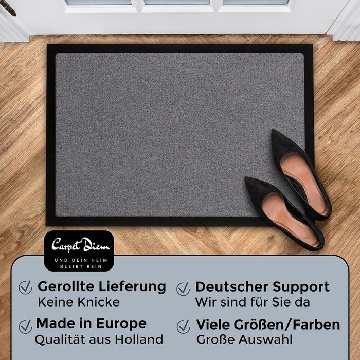 Килимок для дому Carpet Diem, 60x90 см / 80x120 см, сірий - Збірний, антиковзаючий, для входу, для дому та вулиці