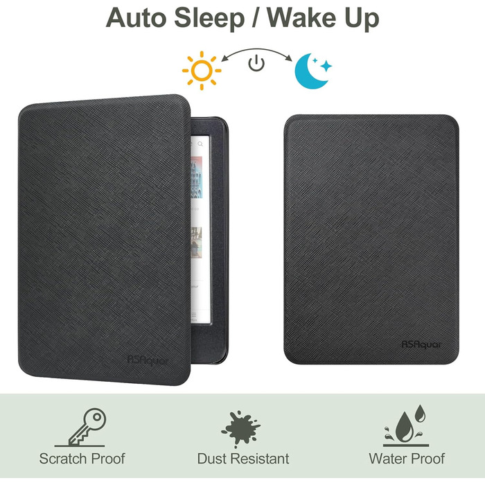 Чохол для Kindle/Kobo/Tolino з підставкою та авто-ввімкненням/вимкненням (чорний)