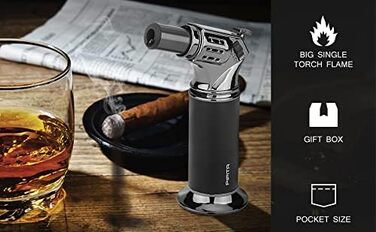 Вітростійка запальничка PIPITA з блокуванням безпеки, регульоване полум'я, одноразове, заправне, для кемпінгу, кулінарії, крему брюле (без газу)