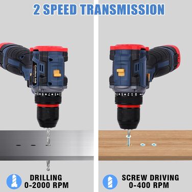 Акумуляторний дриль-шуруповерт з безщітковим двигуном 16.8V - 2000mAh, 60 Нм, 23+1 ступінь, LED світло
