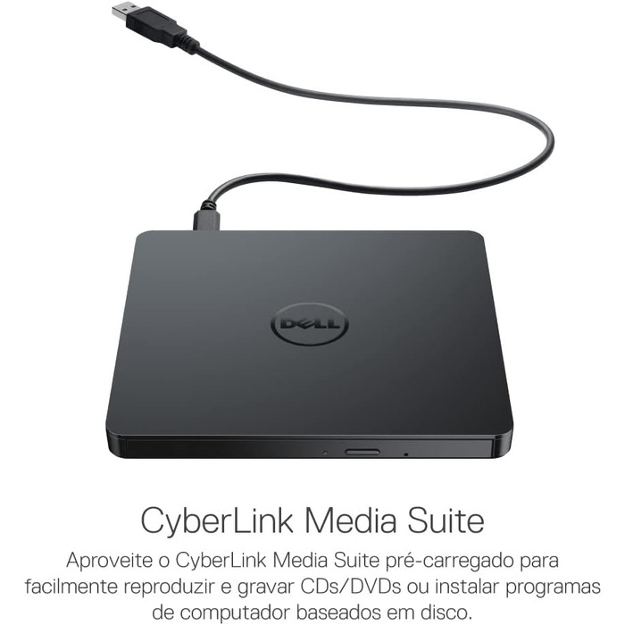 Зовнішній DVD-привід Dell Slim DW316 DVD+/-RW (8x8x5x) USB 2.0 для ноутбуків Inspiron, OptiPlex, Vostro, XPS, чорний
