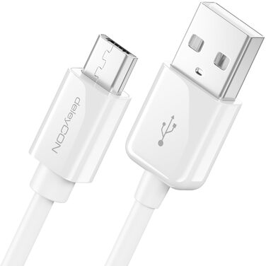 Кабель Micro USB deleyCON 0.15м для Android, смартфонів, планшетів, MP3 плеєрів, камер - білий (5м)