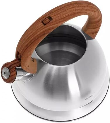 Чайник електричний Kinghoff Kh-3236, 3L, з свистком, нержавіюча сталь, сріблястий