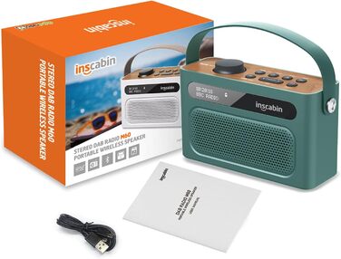 Inscabin M60: Портативне DAB/DAB+ FM-радіо з Bluetooth та стерео, зелений