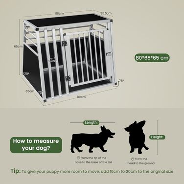 Кія для перевезення собак та котів EUGAD, алюмінієва, 65x85x71 см, чорна