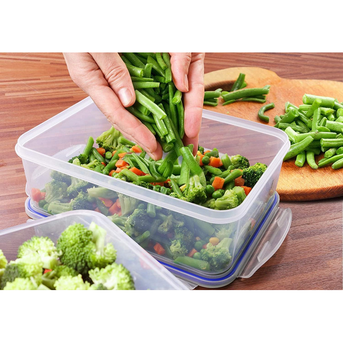 Набір контейнерів KICHLY 24 шт. з кришками: 12 контейнерів та 12 кришок. Герметичні контейнери для зберігання продуктів, Meal Prep, заморожування. Без BPA. Організатор для кухні (Блакитний)