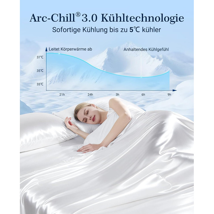 Охолоджуюча літня ковдра Elegear з технологією Photon Arc-Chill 3.0, 150x200 см, біла перламутрова. Гіпоалергенна ковдра з охолоджуючими волокнами для комфортного сну