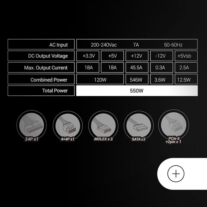 Блок живлення Mars Gaming MPIII550P ATX, 550W, 80 Plus Bronze, білий