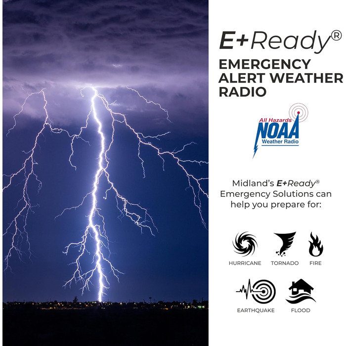 Радіо Midland ER10VP: NOAA, Клуб, Погода, AM/FM, SOS-ліхтарик