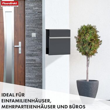 Поштовий ящик Floordirekt Gaston антрацит з газетницею та замком, сучасний, з кришкою та великим отвором для листів