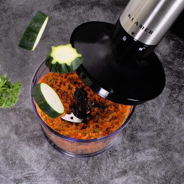 KLAMER Stabmixer 800W: 4-в-1 Пюрірувач зі сталі з регулюванням швидкості та турбо-функцією (Преміум-набір)