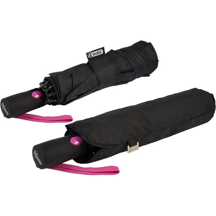 Штормовий парасолька з повною фібергласовою конструкцією, великий (106 см) - з кольоровими спицями (чорний-рожевий)