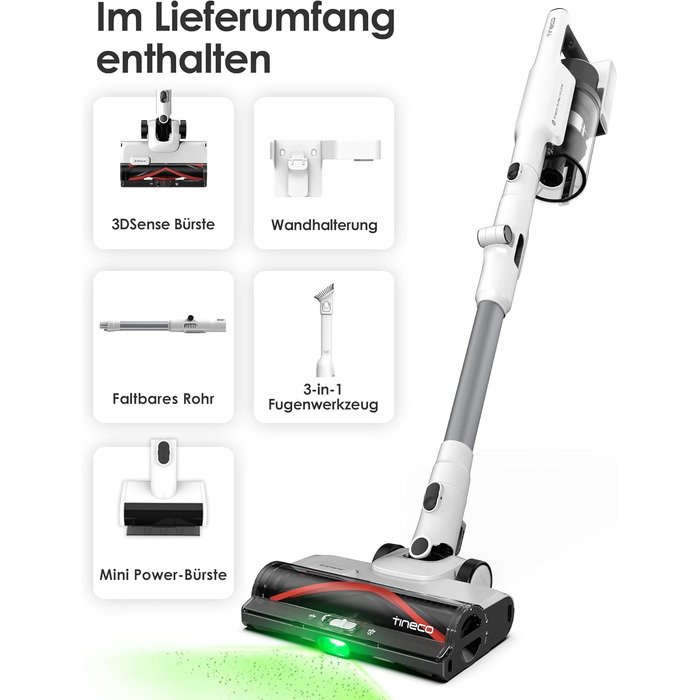 Бездротовий пилосос Tineco PURE ONE A50S Plus: потужний акумуляторний вертикальний пилосос з контейнером 1 л та турбощіткою ZeroTangle для видалення шерсті тварин. Ідеально підходить для твердих підлог.