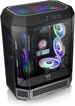 Корпус ПК Thermaltake The Tower 600 ATX Mid-Tower, чорний: скляний дизайн, USB-C, підтримка радіаторів 420/360мм