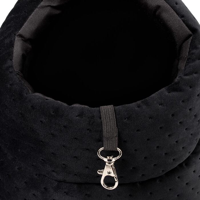 Сумка-переноска для собак та котів | Сумка на плече для тварин з гумкою та карабіном | до 15 кг | Матеріал: штучний замш (Velvet) | Розмір: L | Чорний колір, 42 x 29 x 33 см