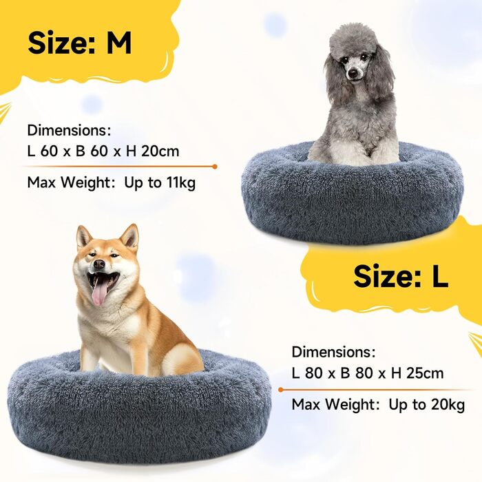 М'яке круглі ліжко для собак та котів, 50 см, рожеве, 80x80x25 см (L x W x H)