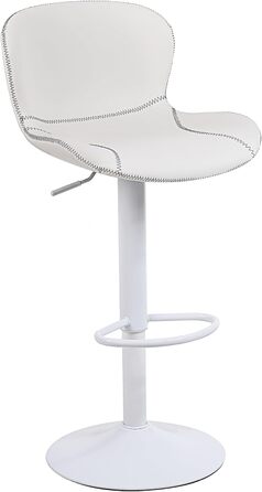 Барний стілець Youhauchair, регульована висота, PU-шкіра, водонепроникний, з підніжкою та спинкою, обертається, сучасний, білий, 1 шт.