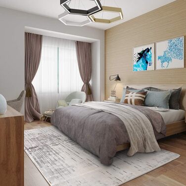 Сучасний килим Tinyboy-HBQ для вітальні та спальні, короткий ворс, сірий/бежевий (120 x 160 см)