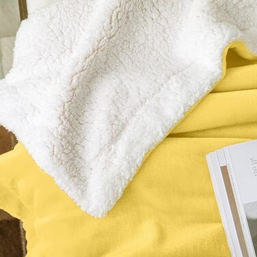 Плед Mixibaby для дому, теплий та м'який, 150 x 200 см, жовтий | Плед для дивана