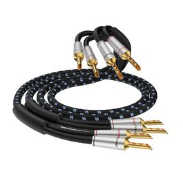 Акустичні кабелі Tertullus Hi-End OFC посріблені з банановими роз'ємами для домашнього кінотеатру, підсилювача та HiFi систем, 2.5м (пара)