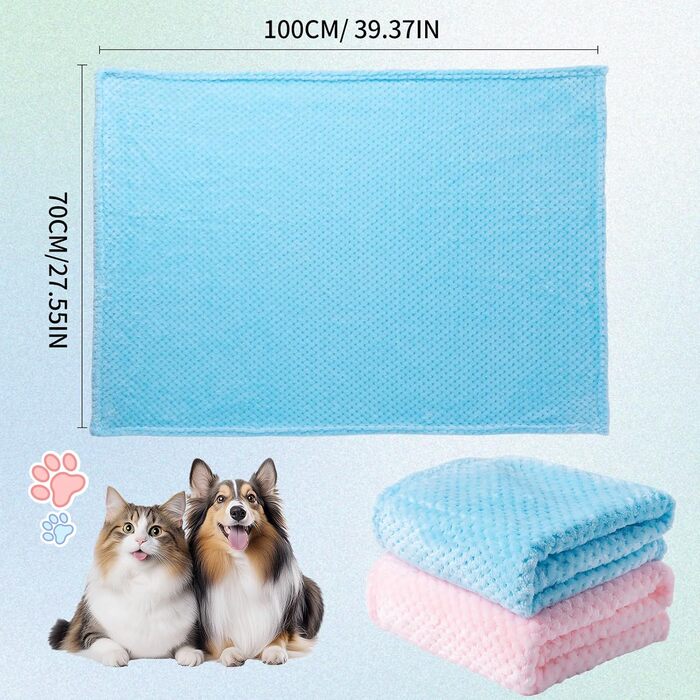 SLSON Деки для собак та котів, м'які двосторонні, 70x100 см (блакитний та рожевий)