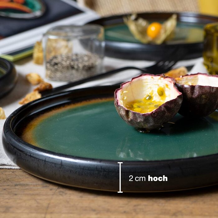 Тарілки Moritz & Moritz SOLID, набір 4 шт., 21 см, кераміка. Ідеально для десерту, випічки, сніданку. Набір посуду зеленого кольору
