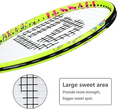 Lunnade Kids Tennis Racket Set - Youth Tennis Racquet for Boys & Girls Ages 3-12 with Cover - 19/21/23/25 Inch Sizes (Yellow, 23 Inch)