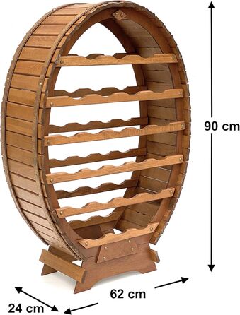 DanDiBo Wine Rack Wooden Standing Wine Barrel 24 Bottles Brown Bottle Rack Bottle Holder Barrel