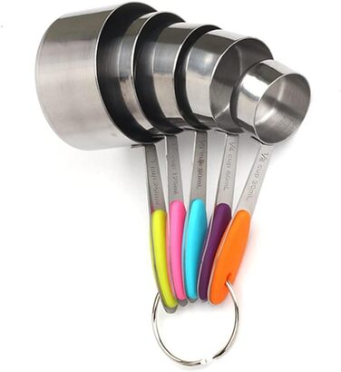 Baking tools, kitchen baking tools, stainless steel measuring cups, 5-piece set (Color: A, Size: as shown)