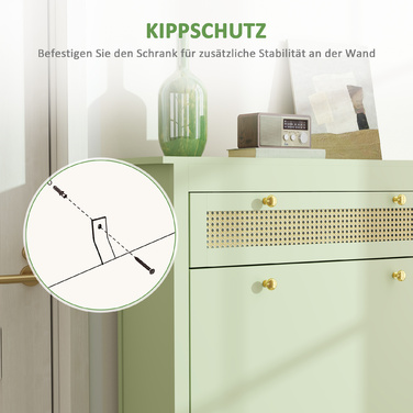 HOMCOM Shoe Cabinet with 2 Flap Shoe Stackers, Shoe Shelf, Shoe Chest for 12 Pairs of Shoes, Shoe Storage for Entryway, Hallway 88 x 30 x 120 cm, Green | Aosom
