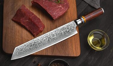 Ніж кухарський FANTECK Kiritsuke Damast 24 см, сталь VG-10 (67 шарів), рукоять Pakkawood, в подарунковій коробці
