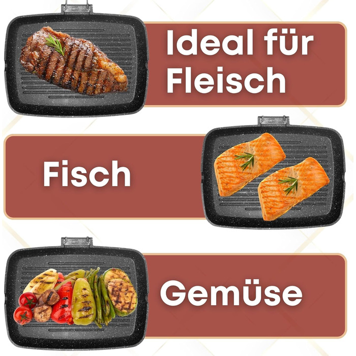 Гриль-пательня NAMAI алюмінієва лита 36x24 см, антипригарна, для газового гриля, чорна, виготовлено в Італії