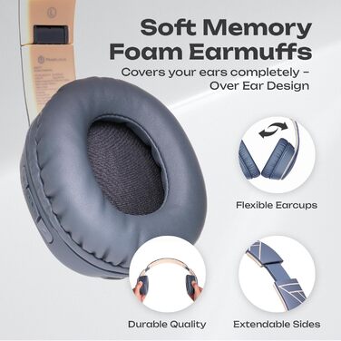 PowerLocus P7 Bluetooth навушники Over-Ear, складні, бездротові з басами, Hi-Fi стерео, з функцією гучного зв'язку, USB-C зарядка, тривалий час роботи для iPhone/PC/TV (Лінійний сірий)