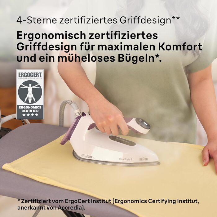 Braun Household CareStyle 5 IS5247 VI Steam Station - Steam Iron with FreeGlide 3D Soleplate, iCare Mode, Vertical Steaming, Detachable 2L Water Tank, 500 g/min Steam Boost, 2400W, Violet