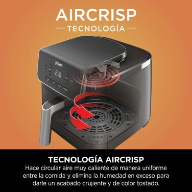 Ninja PRO Air Fryer Hot Air Fryer, 4.7L Air Fryer, Single Basket Hot Air Fryer, 4-in-1, for 1-2 Portions, Digital, Cook from Frozen, Non-Stick Drawer & Crisper Basket, Black AF140EU