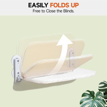 MEWOOFUN Cat Hammock Window Perch for Cats 54x30cm Foldable Cat Bed Window with Strong Suction Cups up to 18kg (White, Medium)