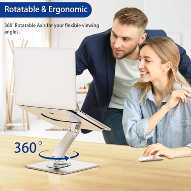 Підставка для ноутбука BESIGN LSX7 з поворотним основанням 360°, регульована ергономічна підставка, сумісна з ноутбуками 10-15.6