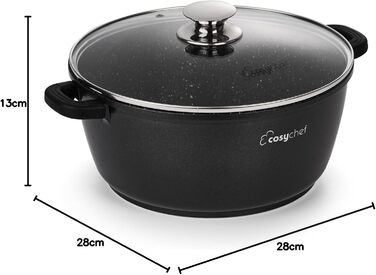 Набір каструль CosyChef Leia 28 см, 2 шт., з антипригарним покриттям та скляною кришкою, для всіх типів плит, індукційна, PFOA-free