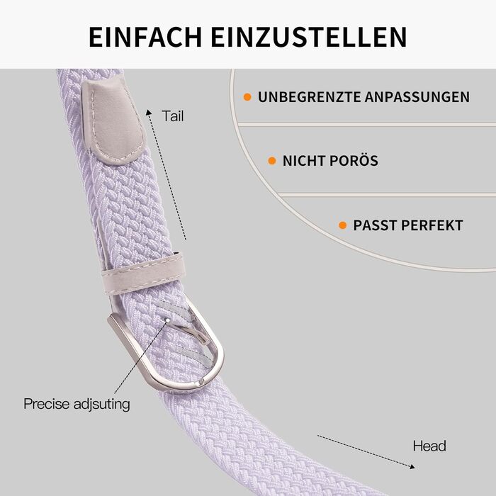 Тканинні ремені Tangchao 2 шт. Еластичні плетені ремінні Tangchao для жінок та чоловіків, 3.3 см, довжина 90-135 см, 100 см (білий+червоний, 120 см)