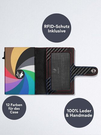 Крутий чохол-картхолдер BORZ Prime для AirTag з відділенням для монет, цифровою візитною карткою, захистом RFID, карбоном та червоною строчкою. Slim, шкіряний, з червоною строчкою.